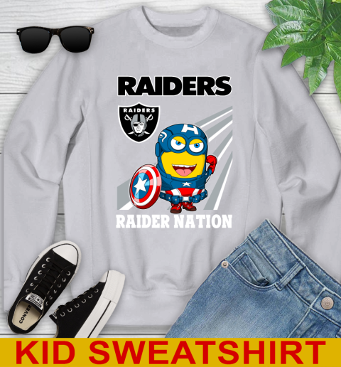 NFL Football Oakland Raiders Captain America Marvel Avengers Minion Shirt Youth Sweatshirt 3