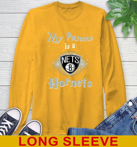 NBA Basketball Harry Potter My Patronus Is A Brooklyn Nets Long Sleeve T-Shirt 2