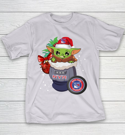 New York Rangers Christmas Baby Yoda Star Wars Funny Happy NHL Youth T-Shirt 5