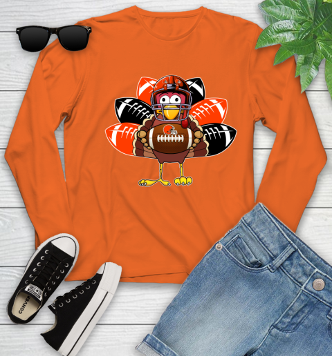 Cleveland Browns Turkey Thanksgiving Day Youth Long Sleeve - Image 5