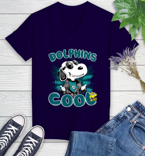 NFL Football Miami Dolphins Cool Snoopy Shirt Women's V-Neck T-Shirt 3