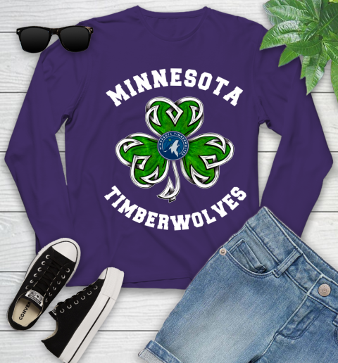 NBA Minnesota Timberwolves Three Leaf Clover St Patrick's Day Basketball Sports Youth Long Sleeve 4