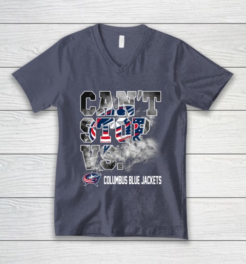 NHL Columbus Blue Jackets Hockey Can't Stop Vs V-Neck T-Shirt 7