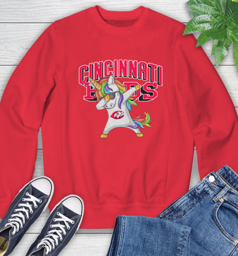Cincinnati Reds MLB Baseball Funny Unicorn Dabbing Sports Sweatshirt 10