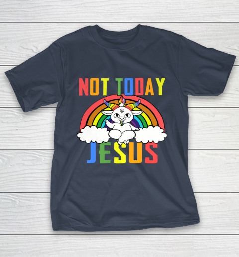 Unicorn Rainbow Not Today Jesus Premium T-Shirt 16