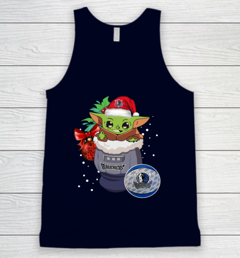 Dallas Mavericks Christmas Baby Yoda Star Wars Funny Happy NBA Tank Top 3