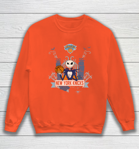 NBA New York Knicks Basketball Jack Skellington Halloween Sweatshirt 3