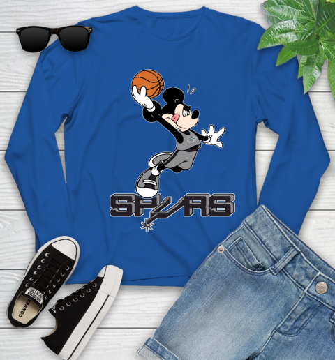 NBA Basketball San Antonio Spurs Cheerful Mickey Mouse Shirt Youth Long Sleeve 10
