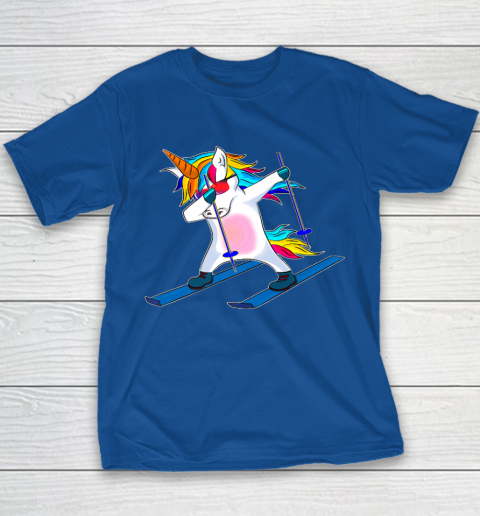 Skiing Unicorn Dabbing Funny Gift Youth T-Shirt 8