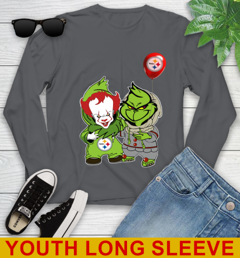 Pittsburgh Steelers Baby Pennywise Grinch Christmas NFL Football Youth Long Sleeve 9