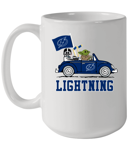 NHL Hockey Tampa Bay Lightning Darth Vader Baby Yoda Driving Star Wars Shirt Ceramic Mug 15oz