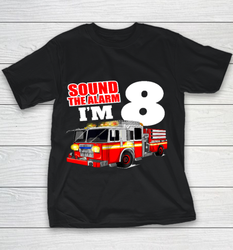 Kids Fire Truck 8th Birthday T Shirt Boy Firefighter 8 Years Old Youth T-Shirt