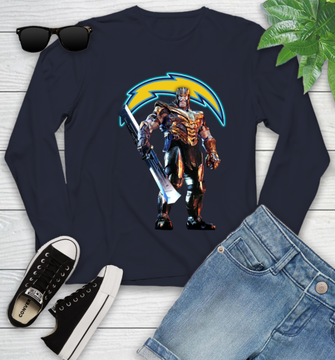NFL Thanos Gauntlet Avengers Endgame Football San Diego Chargers Youth Long Sleeve 3
