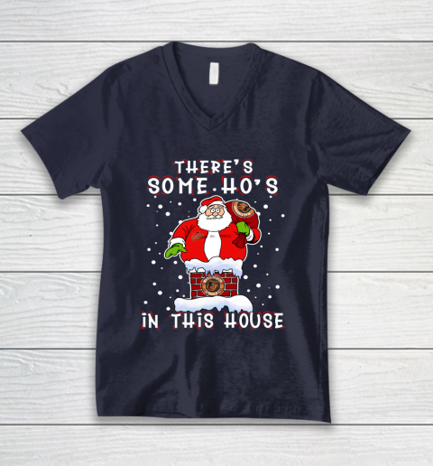 Baltimore Orioles Christmas There Is Some Hos In This House Santa Stuck In The Chimney MLB V-Neck T-Shirt 2
