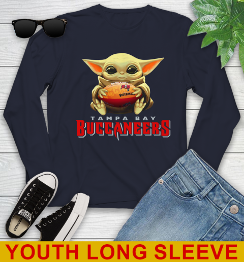 NFL Football Tampa Bay Buccaneers Baby Yoda Star Wars Shirt Youth Long Sleeve 3