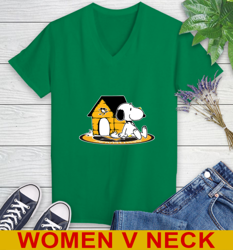 NHL Hockey Pittsburgh Penguins Snoopy The Peanuts Movie Shirt Women's V-Neck T-Shirt 6