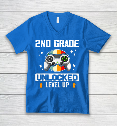 Next Level t shirts 2nd Grade Unlocked Level Up Back To School Second Grade Gamer V-Neck T-Shirt 5