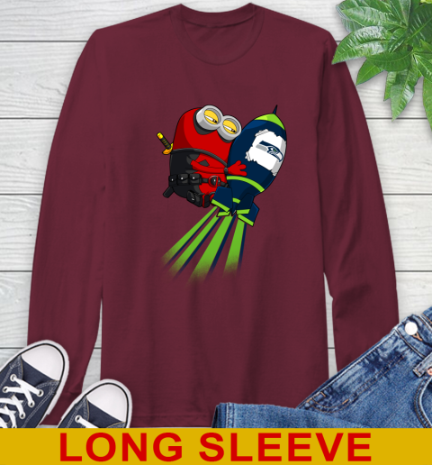 NFL Football Seattle Seahawks Deadpool Minion Marvel Shirt Long Sleeve T-Shirt 7
