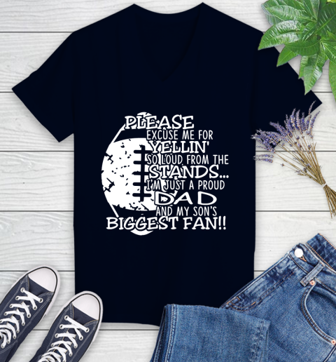 Father S Day Funny Gift Ideas Apparel Football Dad Sons Biggest Fan T Shirt Women S V Neck T Shirt Itees Global