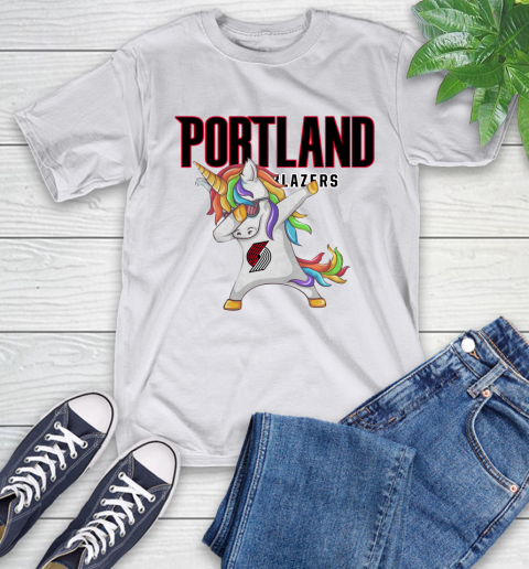 Portland Trail Blazers NBA Basketball Funny Unicorn Dabbing Sports T-Shirt 12