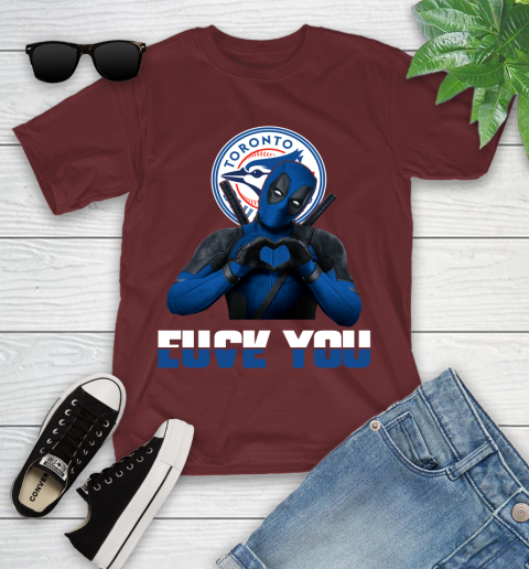 MLB Toronto Blue Jays Deadpool Love You Fuck You Baseball Sports Youth T-Shirt 29
