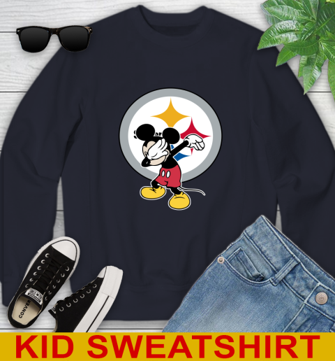 Pittsburgh Steelers NFL Football Dabbing Mickey Disney Sports Youth Sweatshirt 3