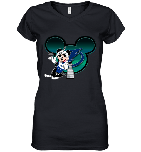 NHL Tampa Bay Lightning Stanley Cup Mickey Mouse Disney Hockey T Shirt Z0UsPT7Zp7p women v neck t shirt 39 95 151514 front black