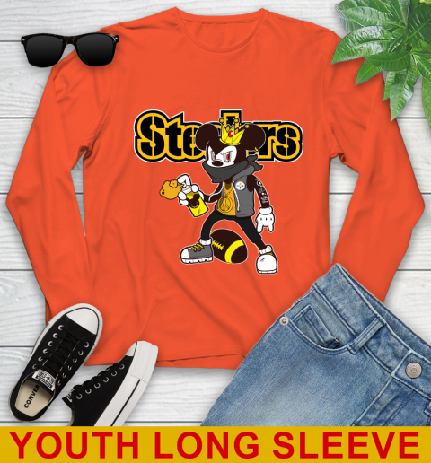 Pittsburgh Steelers NFL Football Mickey Peace Sign Sports Youth Long Sleeve 5 Pittsburgh Steelers NFL Football Mickey Peace Sign Sports Youth Long Sleeve - Image 5