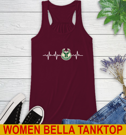 Milwaukee Bucks NBA Basketball Heart Beat Shirt Racerback Tank 2