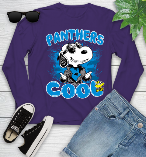 NFL Football Carolina Panthers Cool Snoopy Shirt Youth Long Sleeve 4