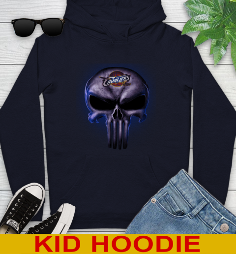 Cleveland Cavaliers NBA Basketball Punisher Skull Sports Youth Hoodie 3