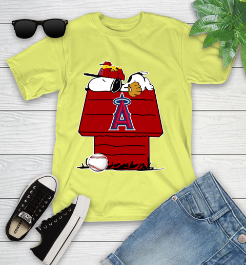 MLB Los Angeles Angels Snoopy Woodstock The Peanuts Movie Baseball T Shirt Youth T-Shirt 8