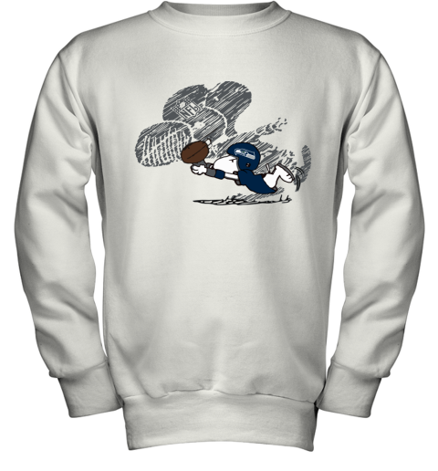 Seattle Seahawks Snoopy Plays The Football Game Youth Sweatshirt