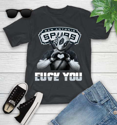 NBA San Antonio Spurs Deadpool Love You Fuck You Basketball Sports Youth T-Shirt