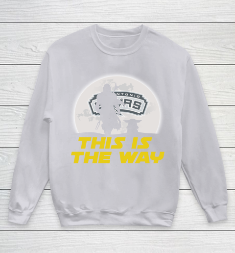 San Antonio Spurs NBA Basketball Star Wars Yoda And Mandalorian This Is The Way Youth Sweatshirt 3