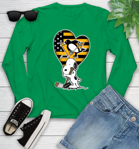 Pittsburgh Penguins NHL Hockey The Peanuts Movie Adorable Snoopy Youth Long Sleeve 6