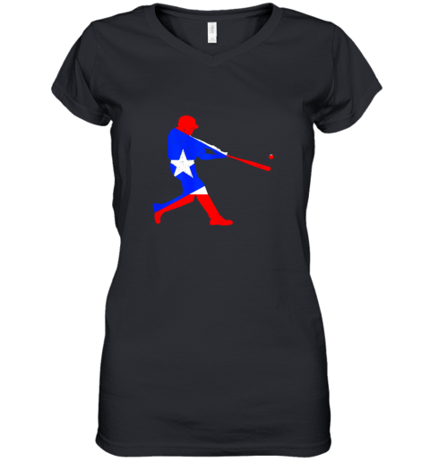 Original Puerto Rico Baseball Flag Women's V-Neck T-Shirt