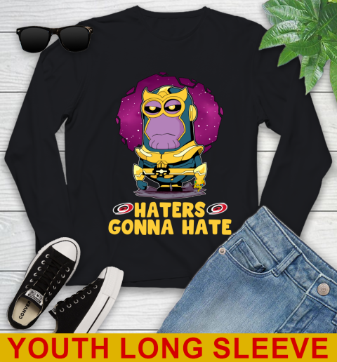 NHL Hockey Carolina Hurricanes Haters Gonna Hate Thanos Minion Marvel Shirt Youth Long Sleeve 2
