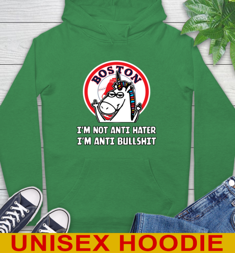 Boston Red Sox MLB Baseball Unicorn I'm Not Anti Hater I'm Anti Bullshit Hoodie 8