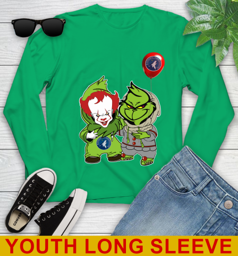 Minnesota Timberwolves Baby Pennywise Grinch Christmas NBA Basketball Youth Long Sleeve 7