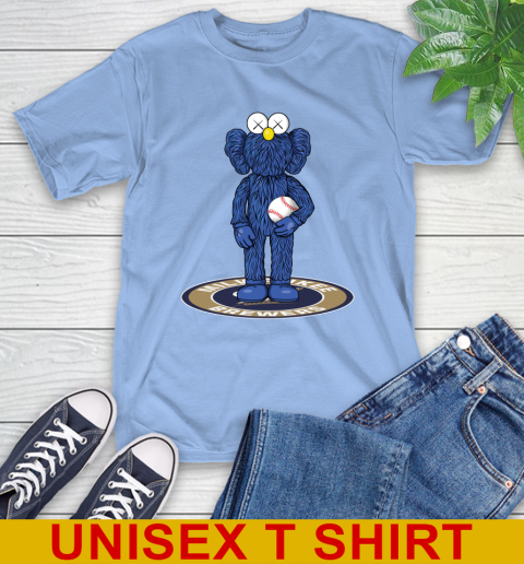 MLB Baseball Milwaukee Brewers Kaws Bff Blue Figure Shirt T-Shirt - Image 12