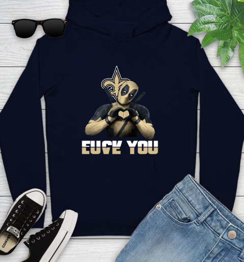 NHL New Orleans Saints Deadpool Love You Fuck You Football Sports Youth Hoodie 3