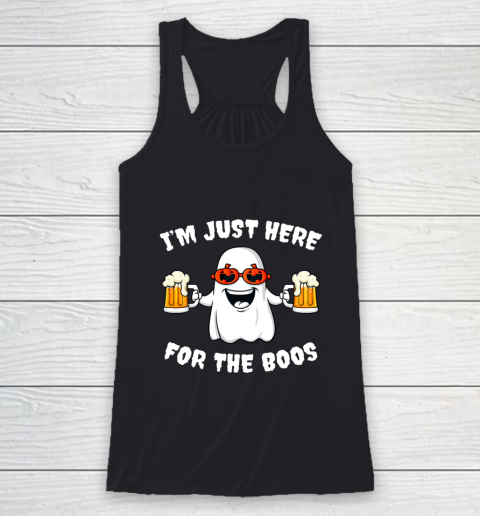 Halloween Im Just Here For The Boos Funny Ghost Holding Beer Racerback Tank
