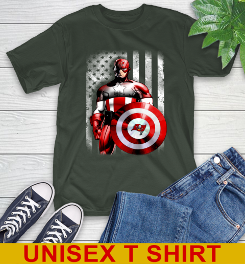 Tampa Bay Buccaneers NFL Football Captain America Marvel Avengers American Flag Shirt T-Shirt 6