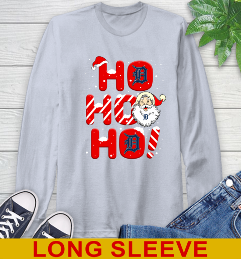 Detroit Tigers MLB Baseball Ho Ho Ho Santa Claus Merry Christmas Shirt Long Sleeve T-Shirt 6