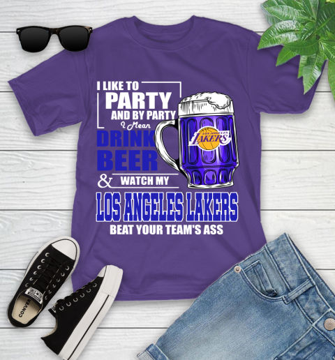 NBA Drink Beer and Watch My Los Angeles Lakers Beat Your Team's Ass Basketball Youth T-Shirt 3