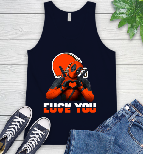 NHL Cleveland Browns Deadpool Love You Fuck You Football Sports Tank Top 2