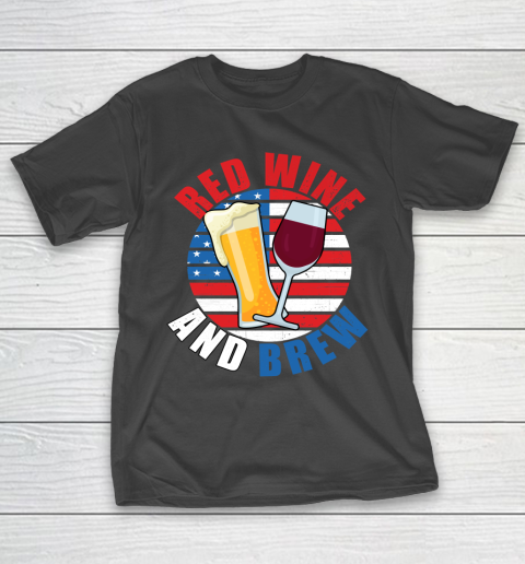 Beer Lover Funny Shirt Red Wine And Brew Funny July 4th Gift Vintage T-Shirt