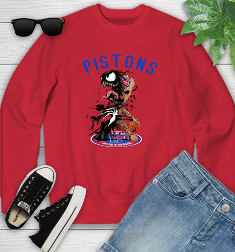 NBA Detroit Pistons Basketball Venom Groot Guardians Of The Galaxy Youth Sweatshirt 9