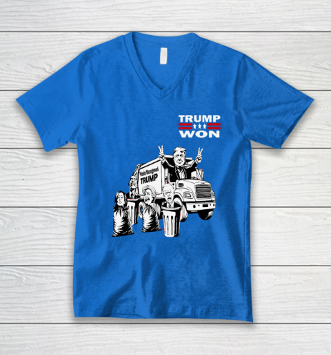 Trump Won Trump Waste Management Funny Trump Garbage Truck V-Neck T-Shirt 4